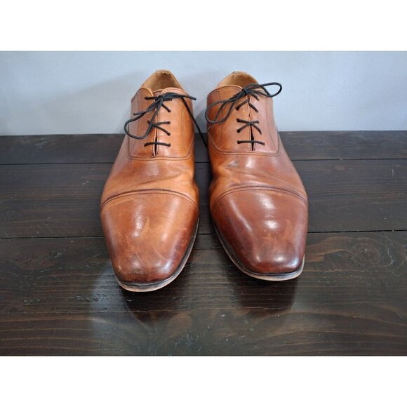 Florschiem Brown Leather Cap Toe Lace-up Oxfords/Pre-owned, 11D - Picture 5 of 9